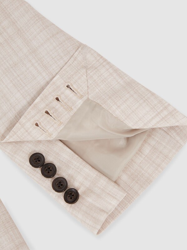 Seraphine Reiss Stone Oe Belmondo Double-Breasted Check Suit Blazer Regular-Fit