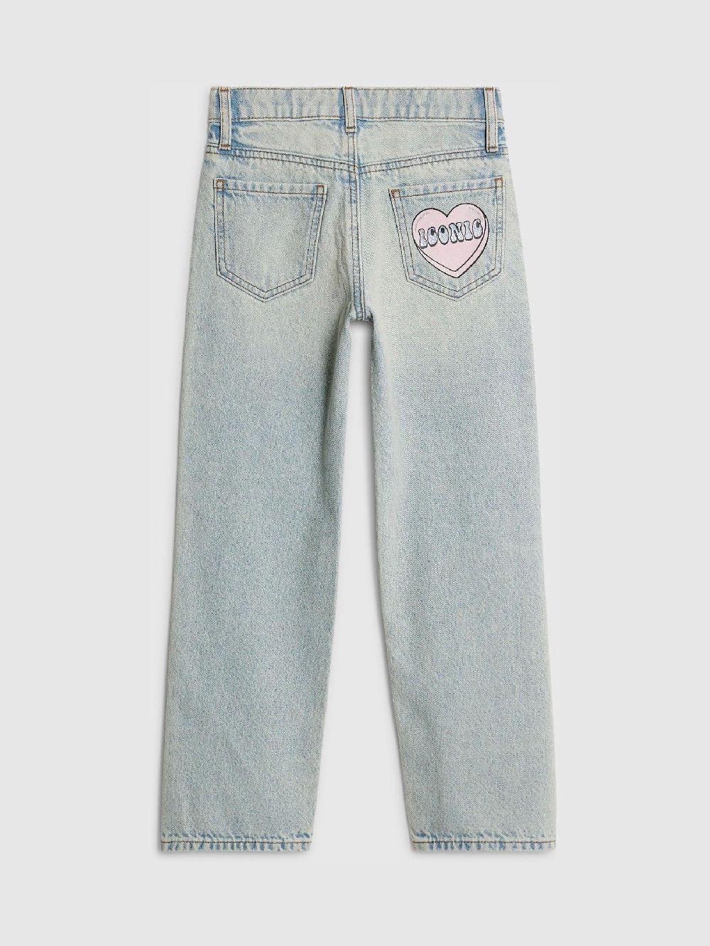 seraphine River Island Blue Loveheart Graffiti Straight Leg Jeans