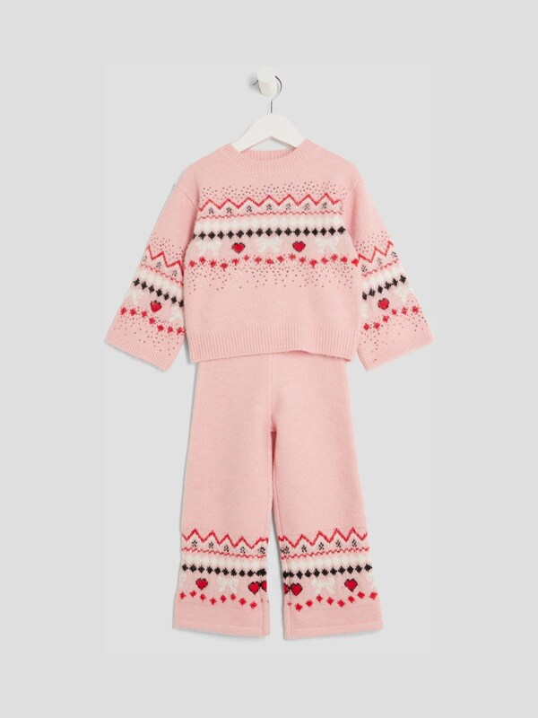 Seraphine River Island Pink Fairisle Jumper & Trousers Set