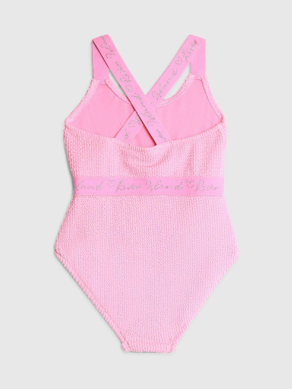 seraphine River Island Pink Girls Elastic Textured Swimsuit
