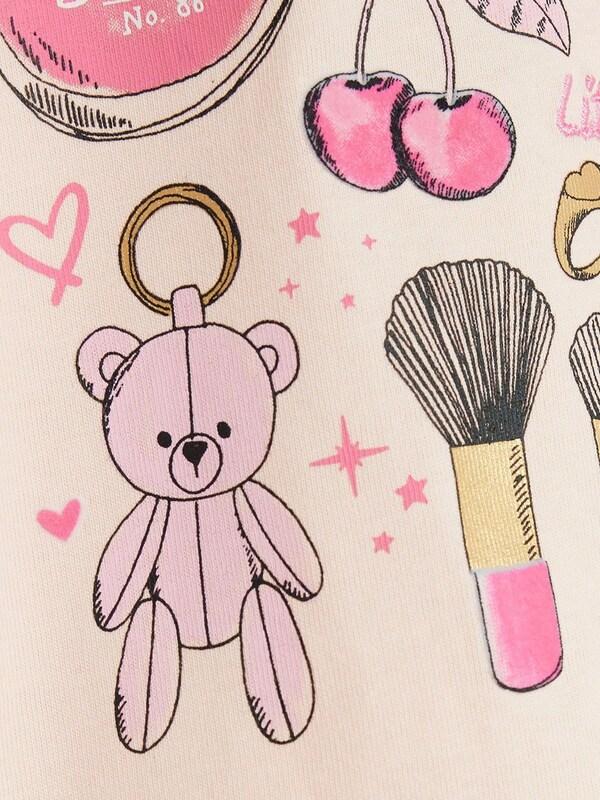 Seraphine River Island Pink Girls Frill Sleeve Box Graphic Print T-Shirt