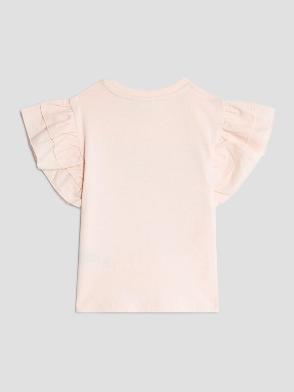 Seraphine River Island Pink Girls Frill Sleeve Box Graphic Print T-Shirt