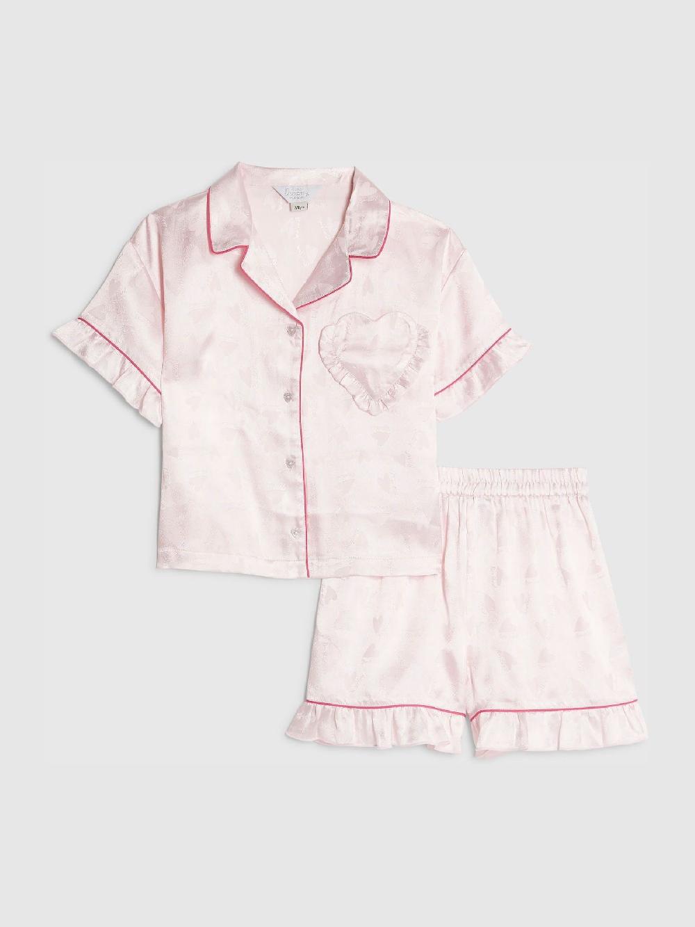 seraphine River Island Pink Girls Satin Shirt & Short Pyjamas Set