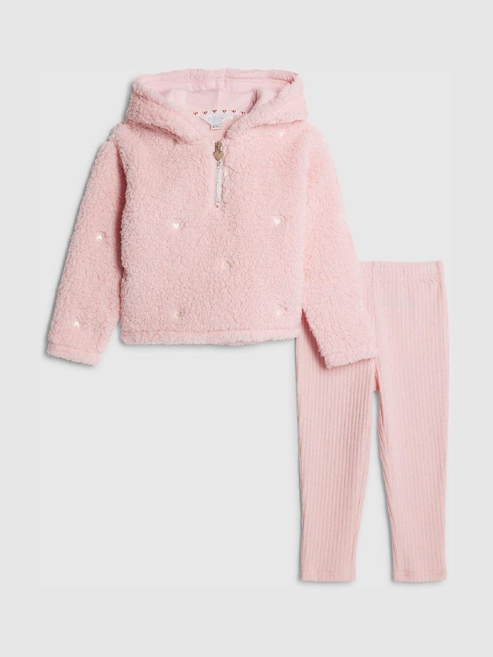 seraphine River Island Pink Heart Borg Cosy Half Zip & Leggings Set