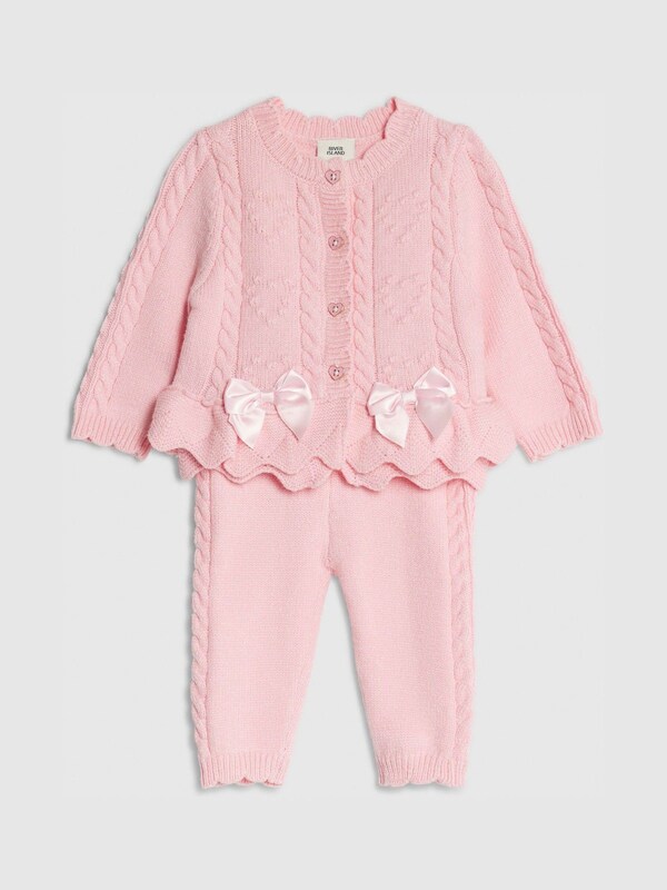 Seraphine River Island Pink Peplum Knitted Bow Cardigan And Legging Set