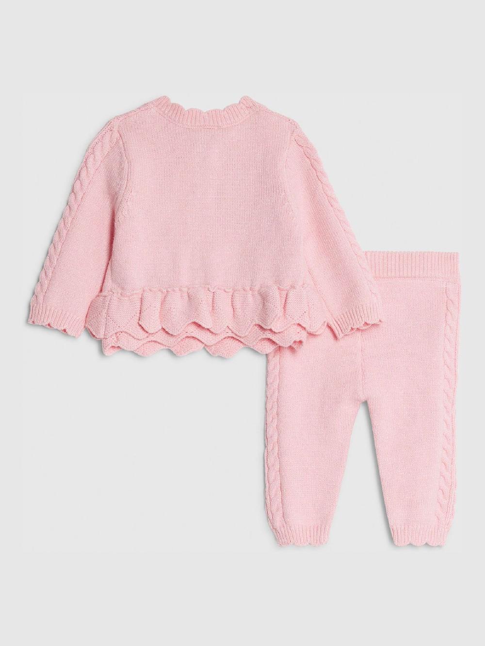 seraphine River Island Pink Peplum Knitted Bow Cardigan and Legging Set