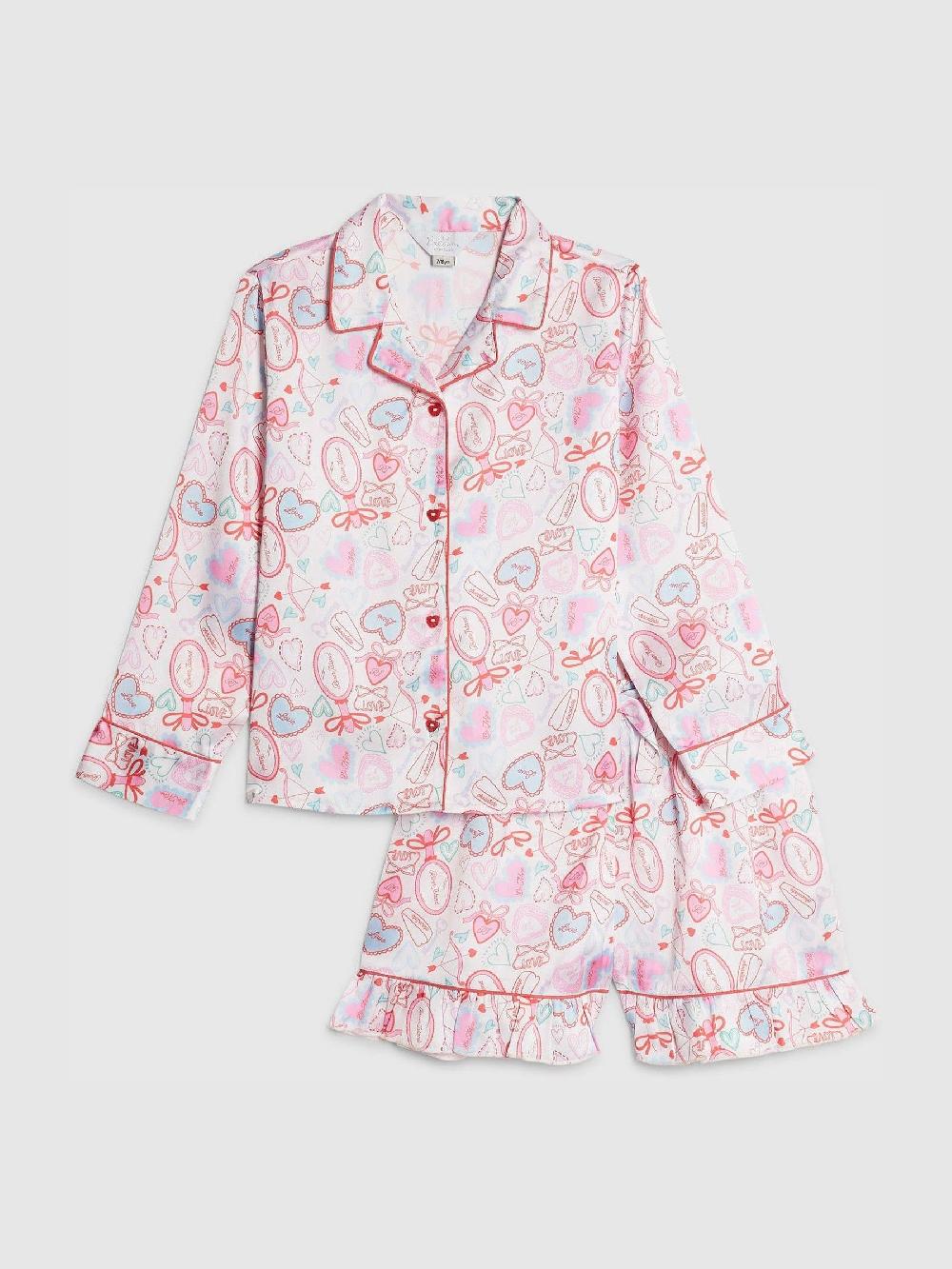 seraphine River Island White Love Heart Satin Pyjamas