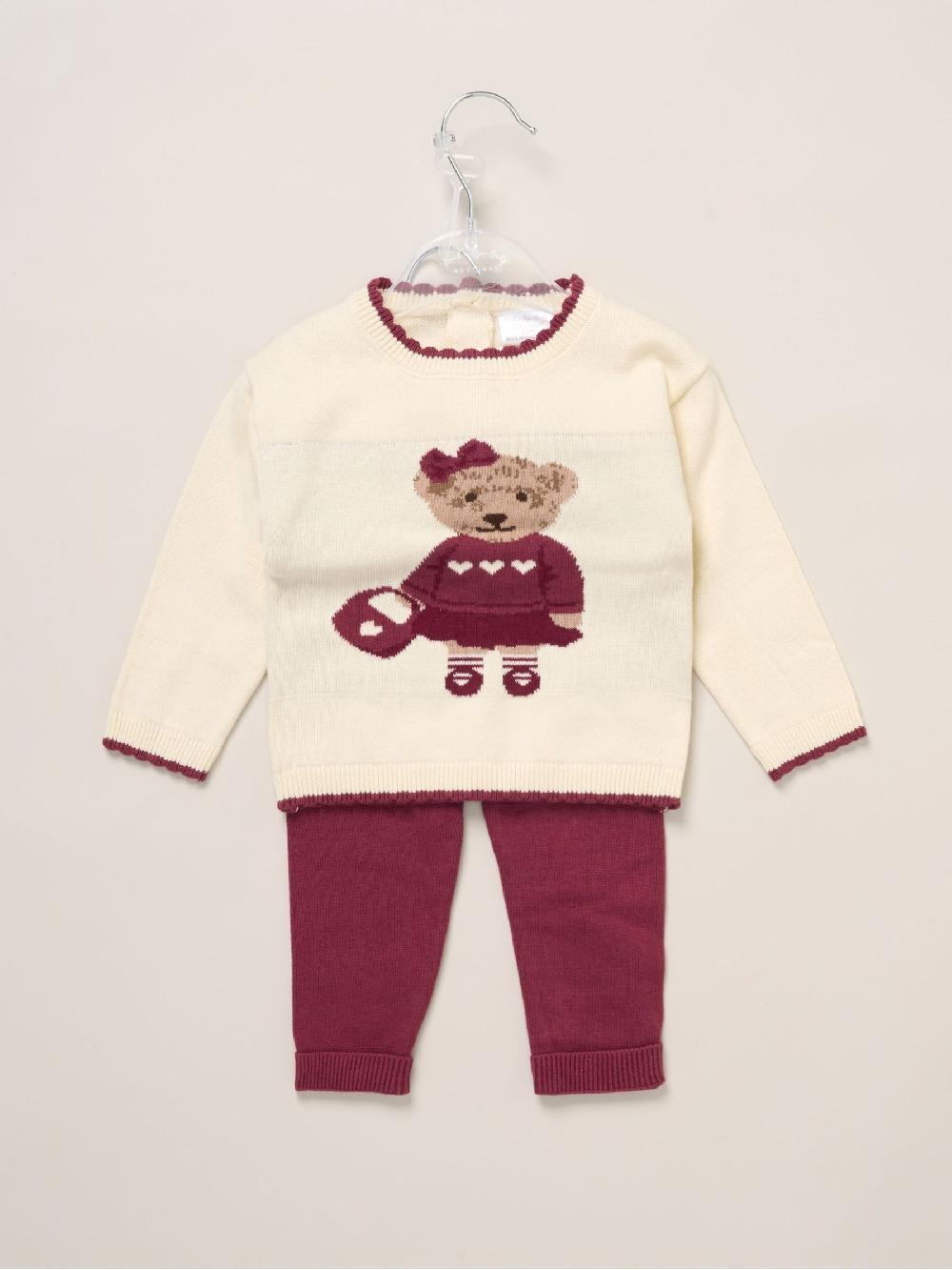 seraphine Rock-A-Bye Baby Boutique True Knit Cowboy Bear Jumper and Trousers Outfit Brown Set