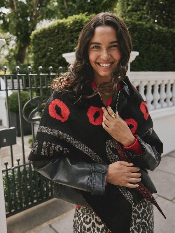 Seraphine Rockett St George Black/Red Lips Midweight Scarf