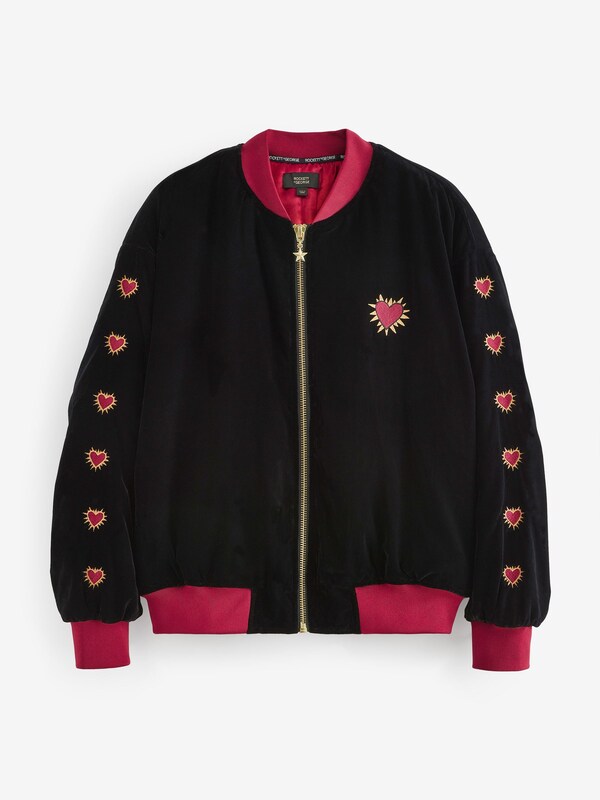 Seraphine Rockett St George Black Velvet Embroidered Bomber Jacket