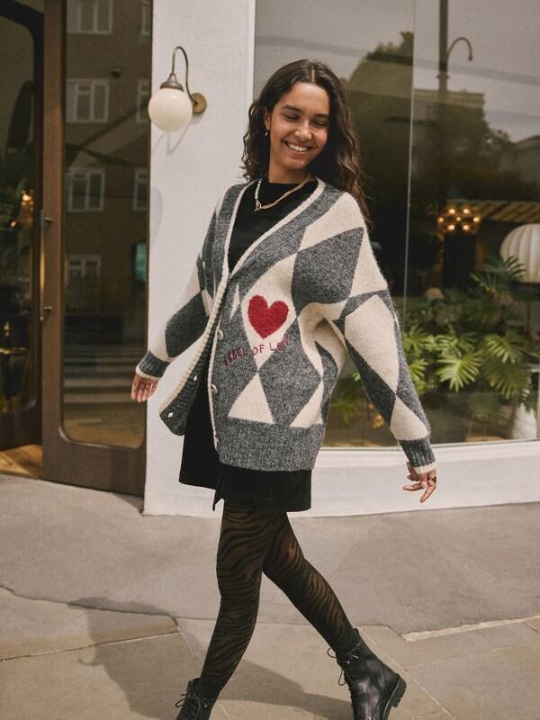 Seraphine Rockett St George Black/White Harlequin Motif Cardigan