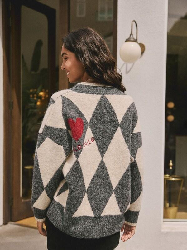 Seraphine Rockett St George Black/White Harlequin Motif Cardigan