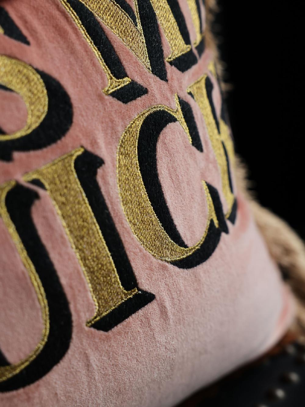 seraphine Rockett St George Kiss Me Quick Velvet Fringe Filled Cushion