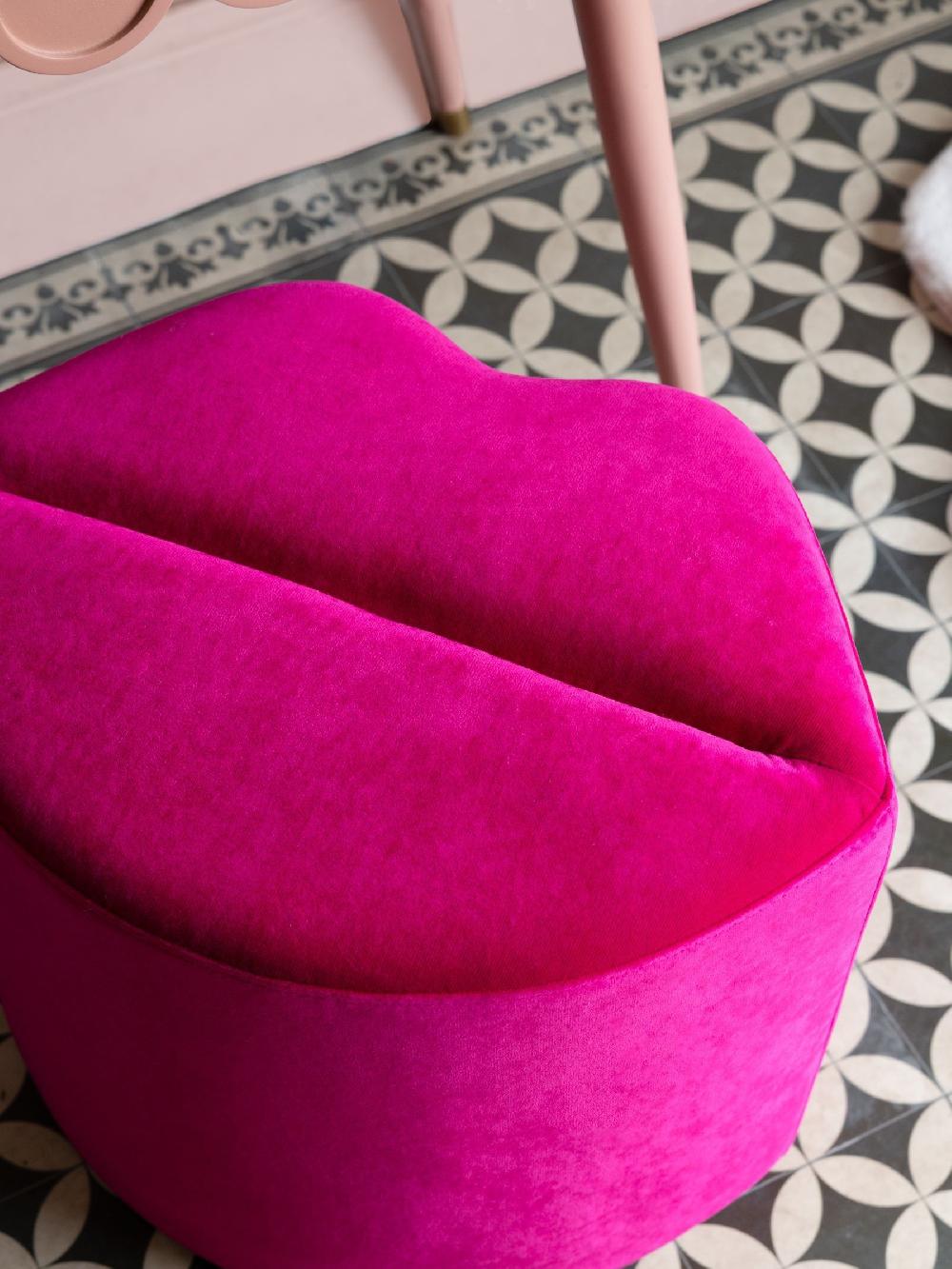 seraphine Rockett St George Luxe Needlecord Velvet Harrys Pink Lips Stool