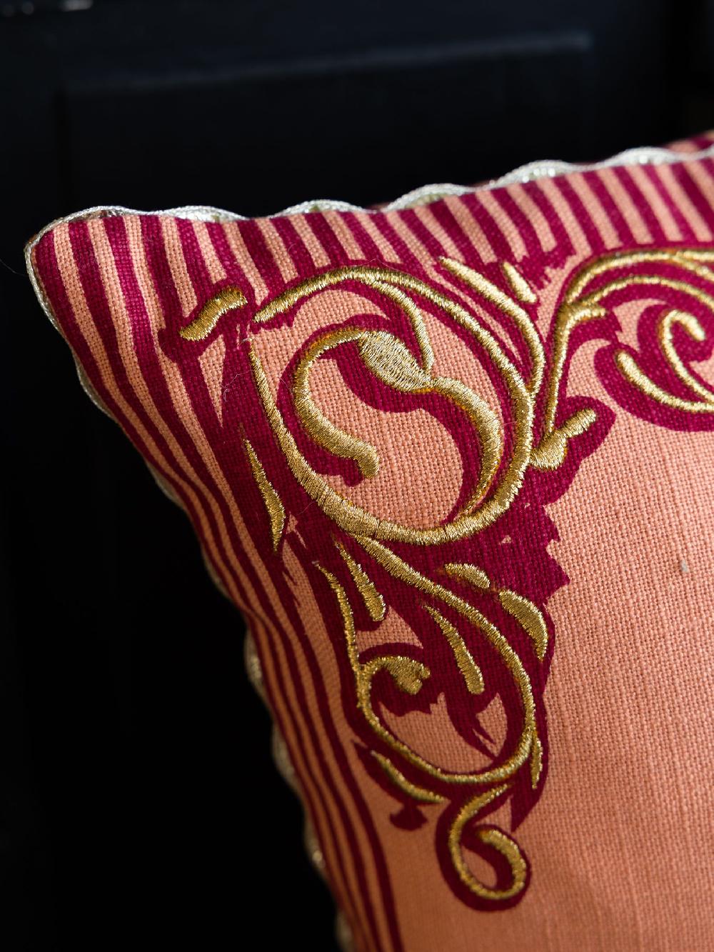 seraphine Rockett St George Pink Bad Decisions Embroidered Slogan Cushion