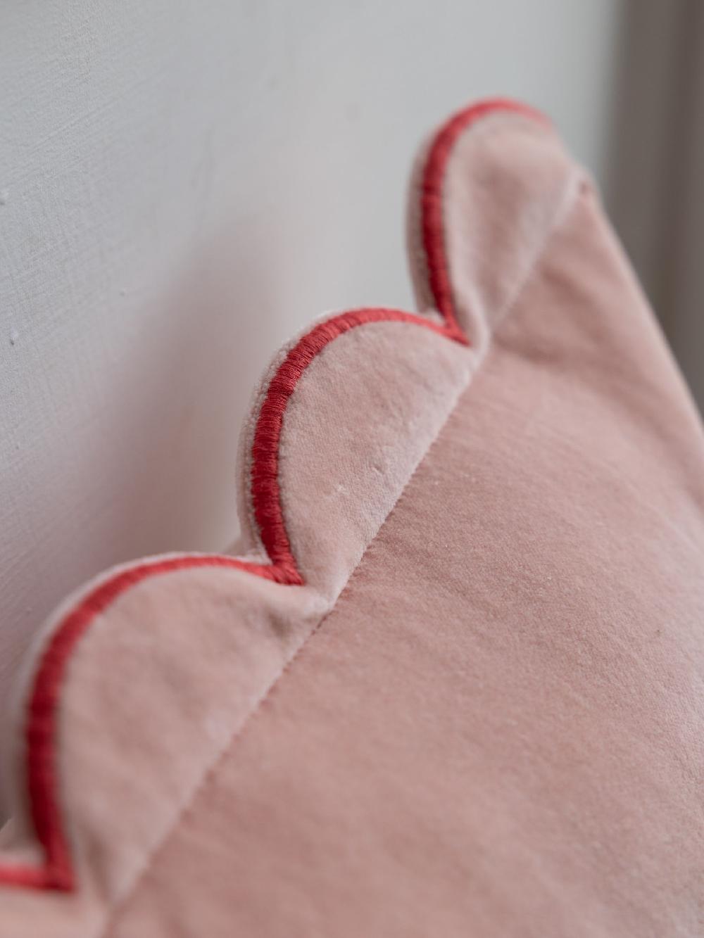 seraphine Rockett St George Pink Ooh La La Scalloped Velvet Slogan Cushion