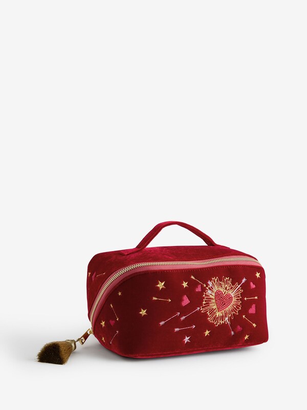 Seraphine Rockett St George Red Velvet Embellished Fold Out Wash Bag
