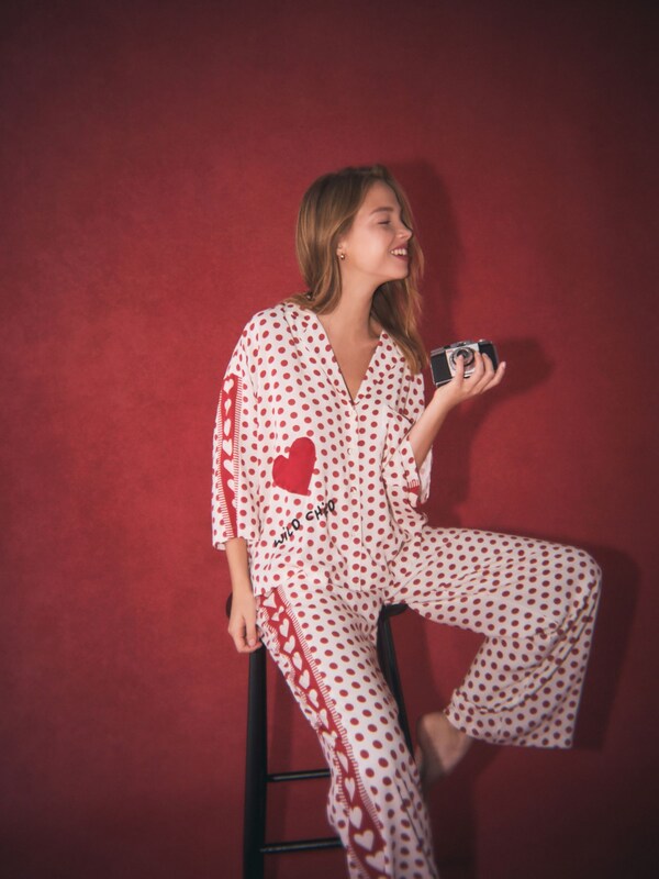 Seraphine Rockett St George Red/White Polka Dot Button Through Hearts Pyjamas