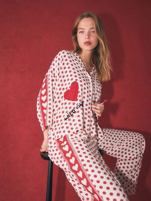 Seraphine Rockett St George Red/White Polka Dot Button Through Hearts Pyjamas