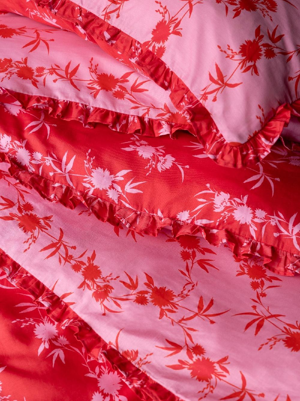 seraphine Rockett St George Sunset Floral Frill 180 Thread Count Duvet Cover and Pillowcase Set