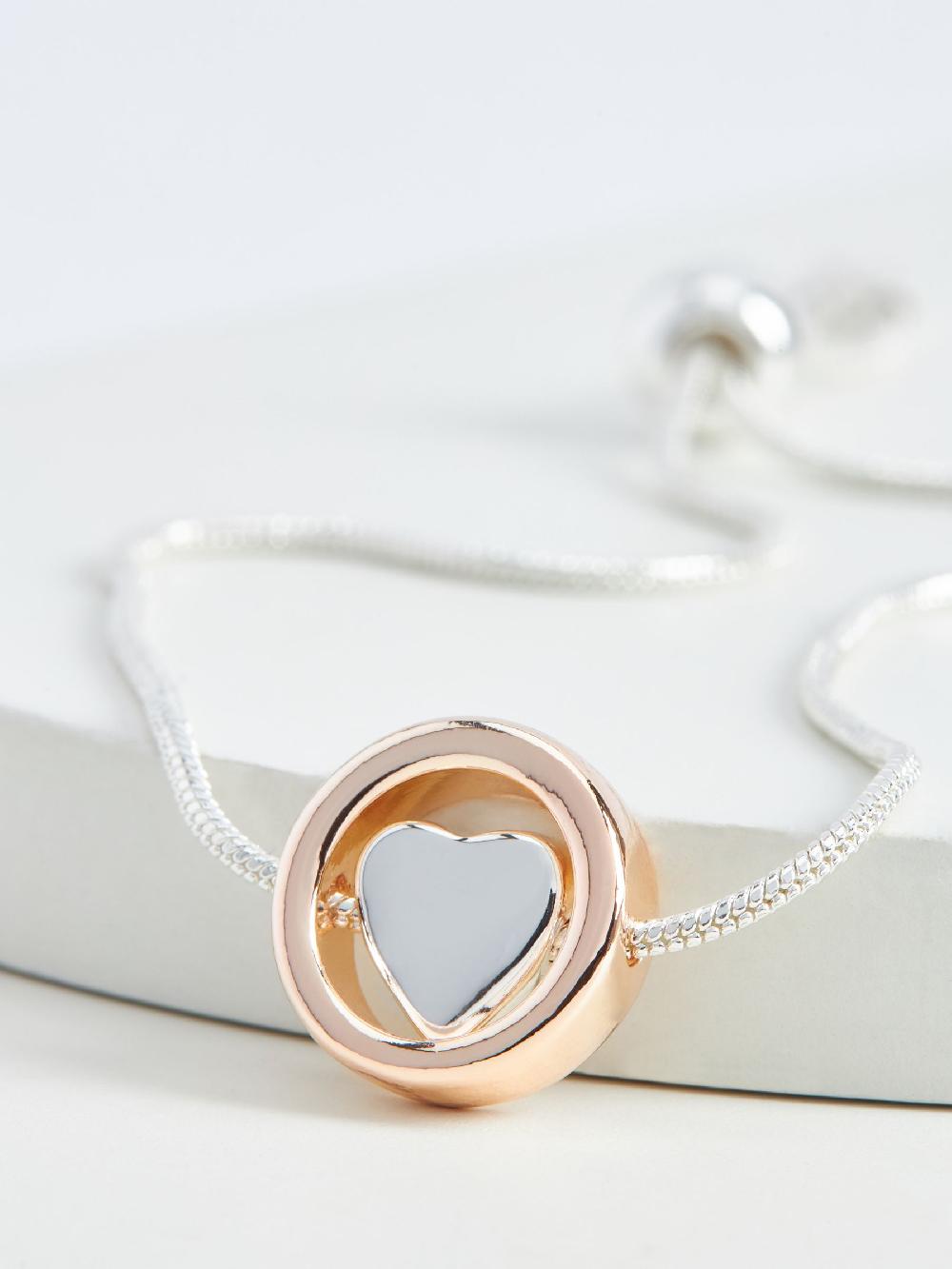seraphine Rose Gold Tone/Silver Tone Heart Pully Bracelet
