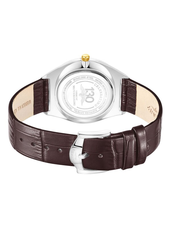 Seraphine Rotary Slim Stainless Steel Gold Plated Strap Brown Watch