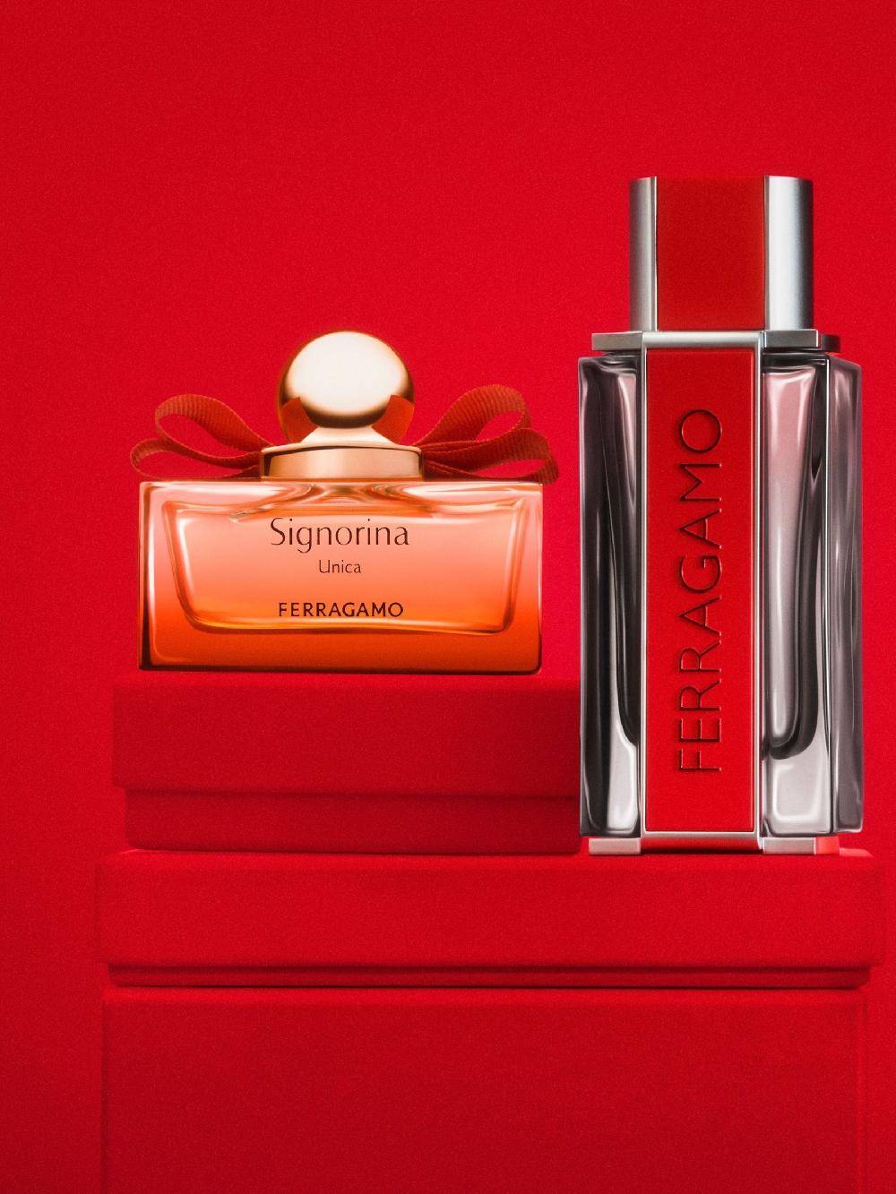 seraphine Salvatore Ferragamo Red Leather Eau de Parfum 100 ml Shower Gel 100ml & 10ml Travel Spray Gift Set
