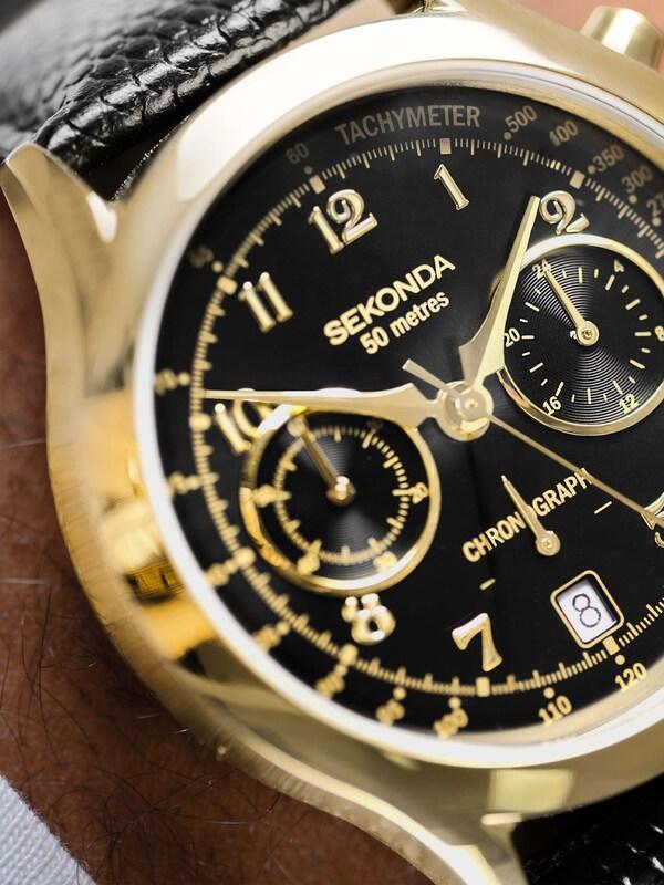 Seraphine Sekonda Mens Archer 40mm Analogue Watch With Silver Case And Leather Strap With Dial