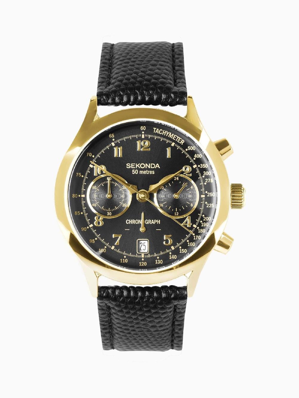 seraphine Sekonda Mens Archer 40mm Analogue Watch With Silver Case And Leather Strap With Dial