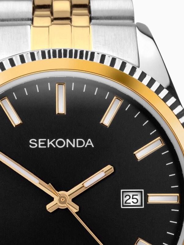 Seraphine Sekonda Mens Two Tone Stainless Steel Bracelet Black Watch