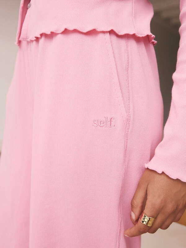 Seraphine Self. Bright Pink Ribbed Button Through Pyjamas