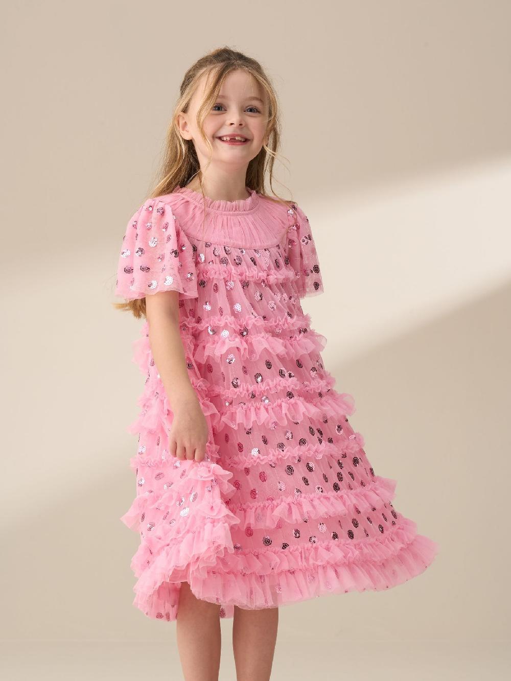seraphine Angel & Rocket Pink Bea Mesh Frill Dress