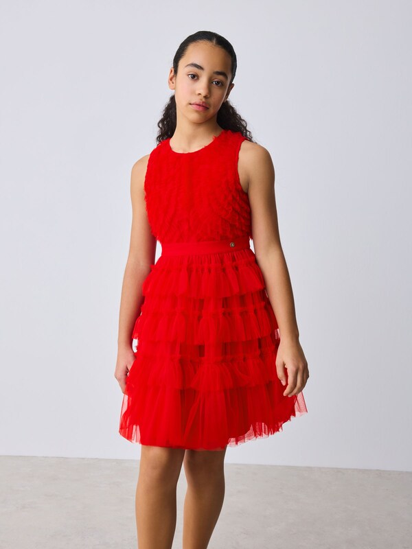 Seraphine Baker By Ted Baker Red Mesh Tiered Dress