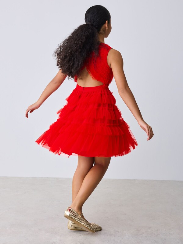 Seraphine Baker By Ted Baker Red Mesh Tiered Dress