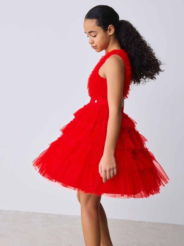 Seraphine Baker By Ted Baker Red Mesh Tiered Dress