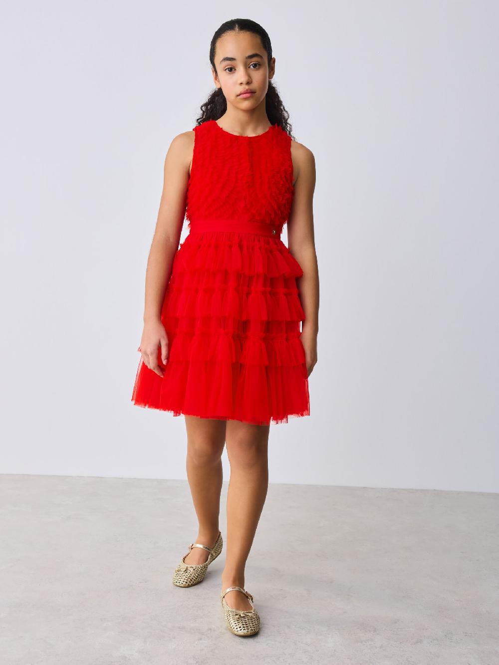 seraphine Baker by Ted Baker Red Mesh Tiered Dress