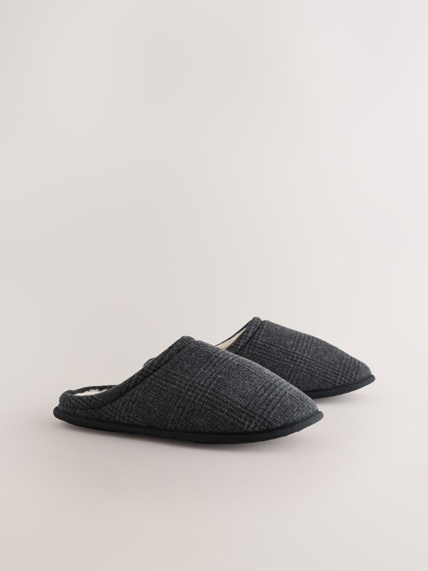 Seraphine Black Check Mule Slippers