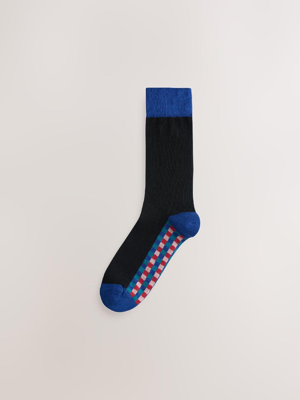 seraphine Black Checkered 7 Pack Cotton Rich Socks