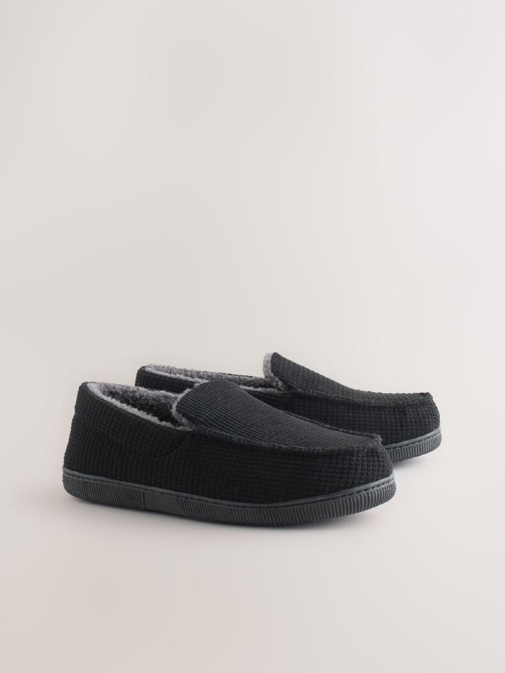 seraphine Black Closed Back Textured Slippers