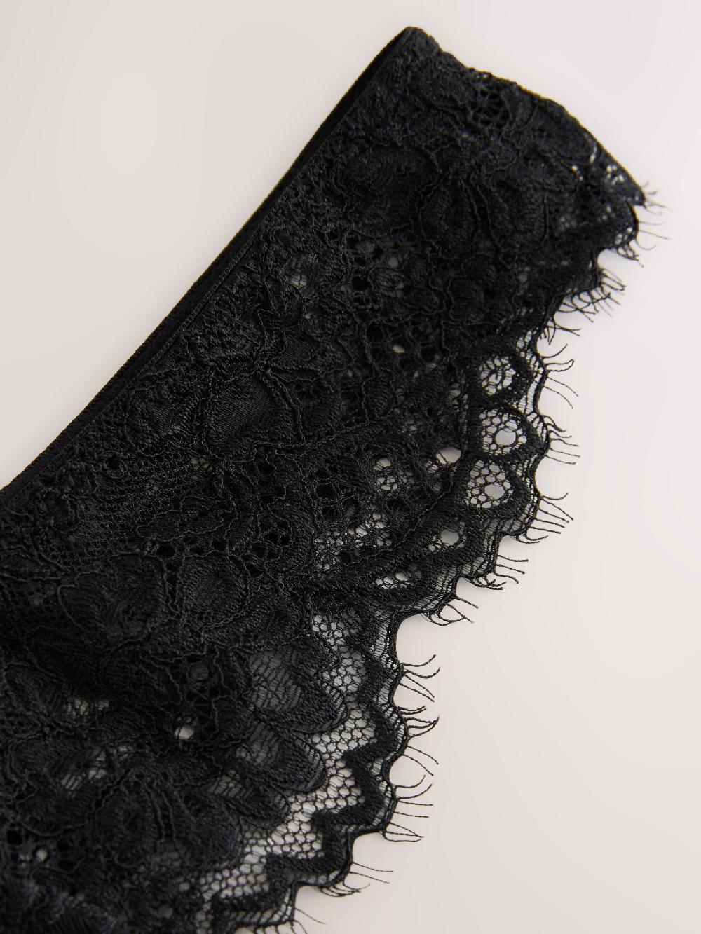 seraphine Black Crotchless Thong Lace Knickers