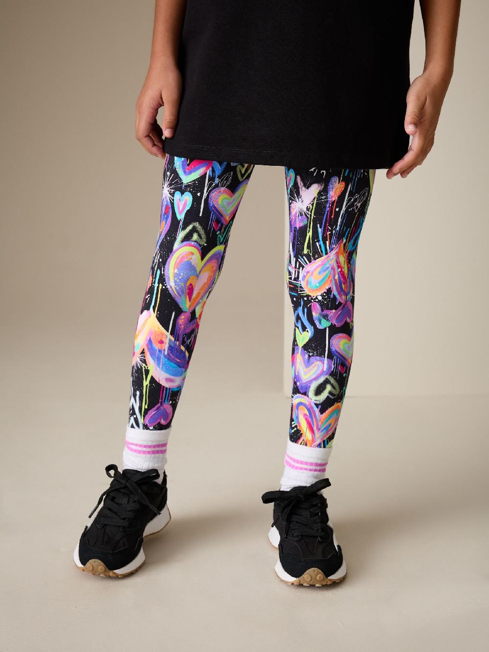 seraphine Black Graffiti Heart Leggings (3-16yrs)