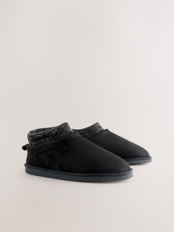 Seraphine Black Knitted Cuff Boot Slippers