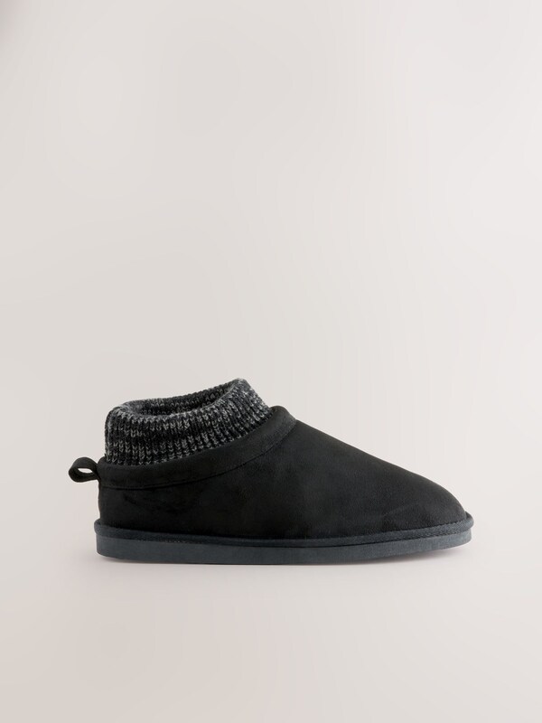 Seraphine Black Knitted Cuff Boot Slippers