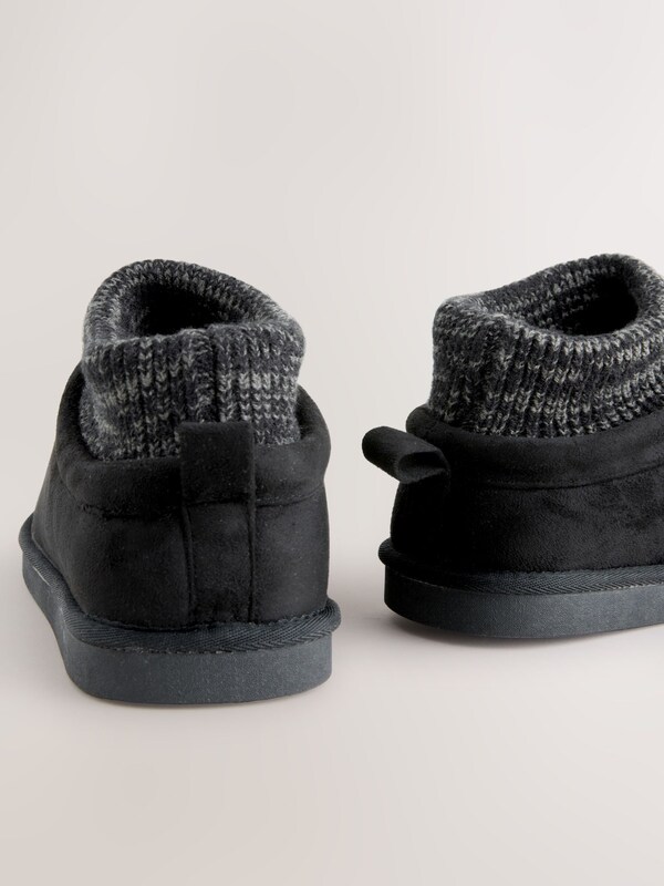 Seraphine Black Knitted Cuff Boot Slippers