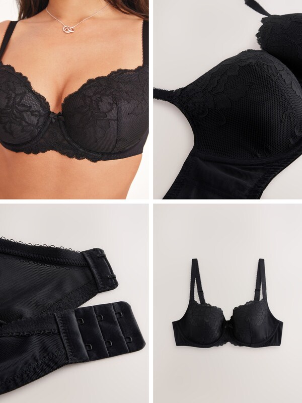 Seraphine Black Pad Balcony DD+ Lace Bra