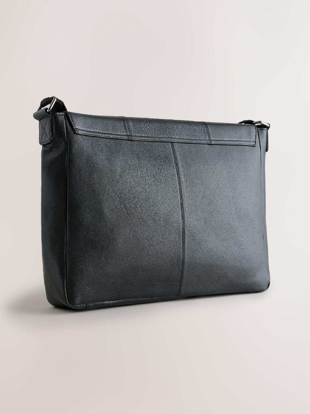 seraphine Black Signature Leather Messenger Bag