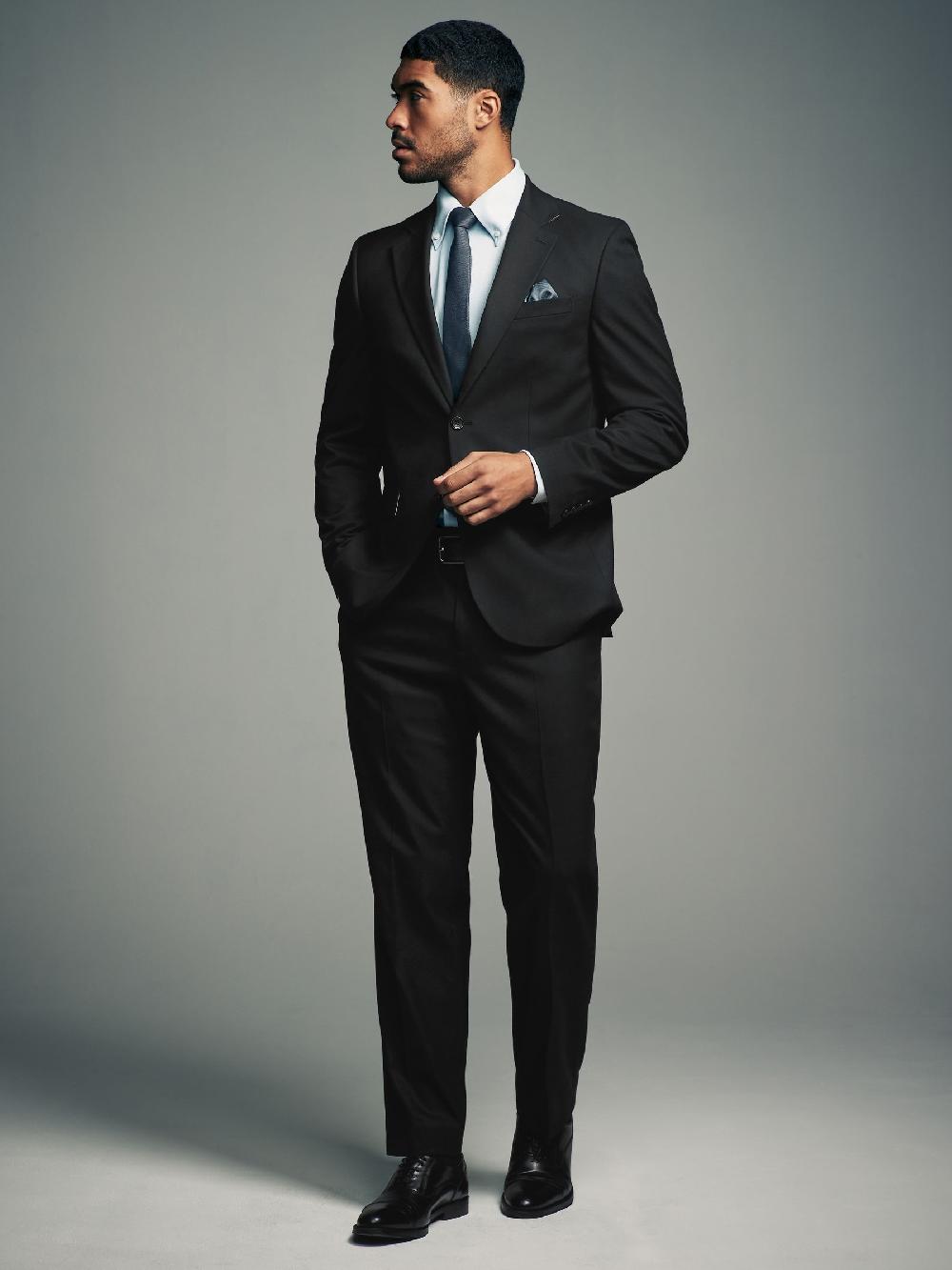 seraphine Black Slim Fit Flannel Suit Jacket seraphine Black Slim Fit Flannel Suit Jacket