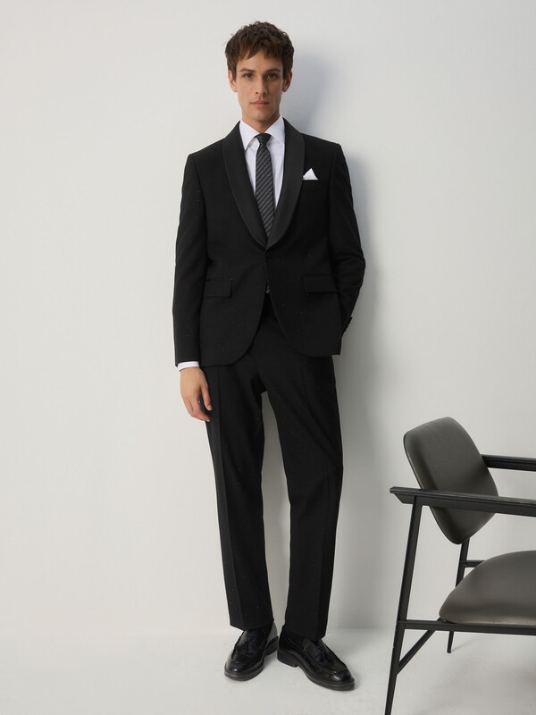 Seraphine Black Slim Fit Sequin Tuxedo Suit Jacket