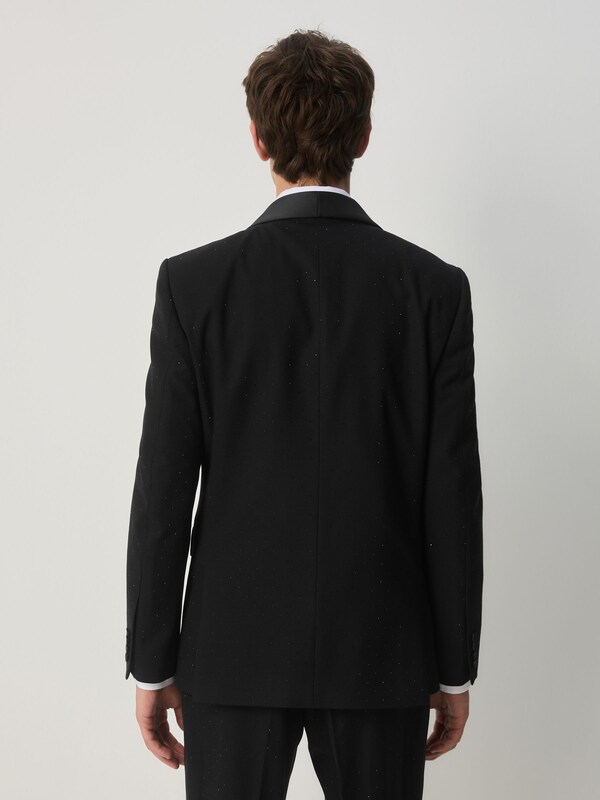 Seraphine Black Slim Fit Sequin Tuxedo Suit Jacket