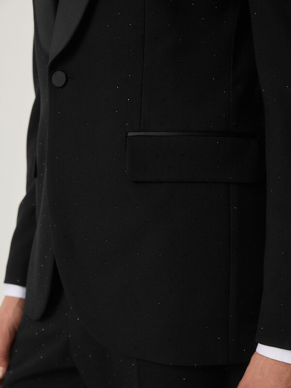 Seraphine Black Slim Fit Sequin Tuxedo Suit Jacket